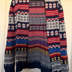 Colorful Geometric Pattern Cardigan